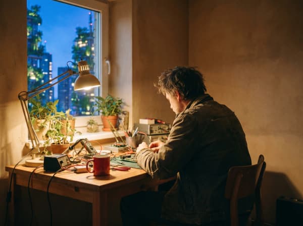 Une entrepreneuse indépendante à son bureau